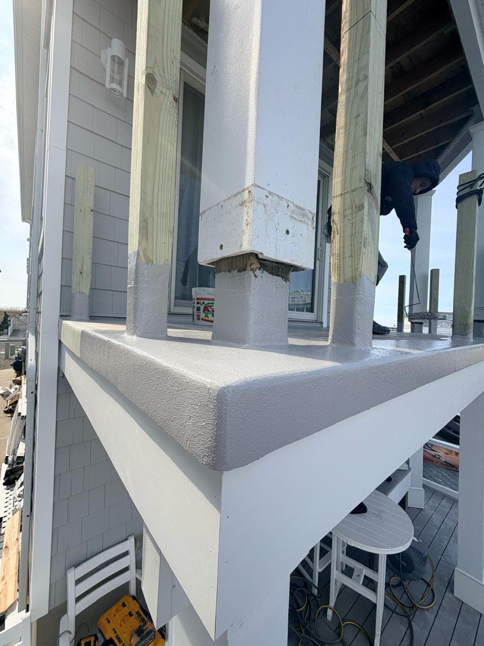 margate nj fiberglass deck railing post column repair after — proper fiberglass flashing installed