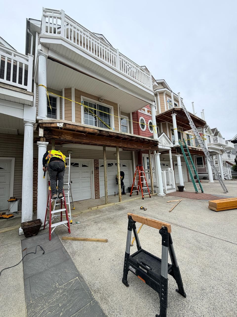 wildwood nj fiberglass deck structural restoration reglass before after — railing post flashing repair