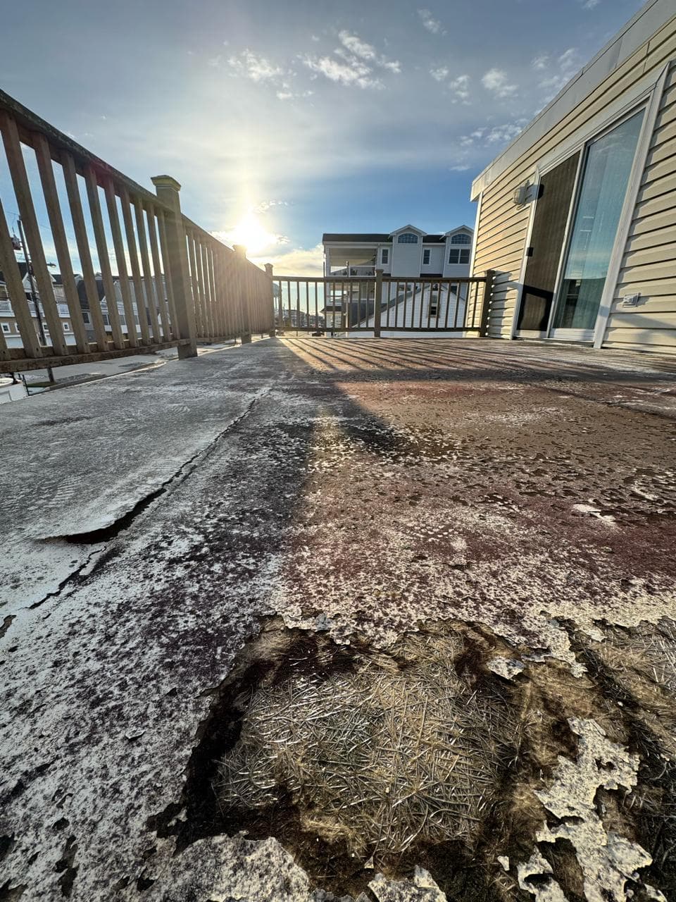 sea isle city nj fiberglass deck reglass resurfacing before — full membrane renewal