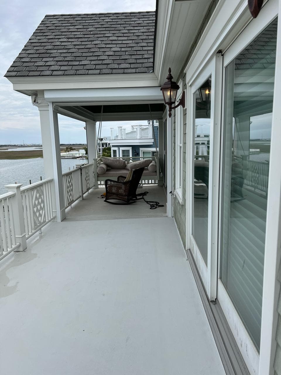 avalon nj fiberglass deck recolor re-gelcoating before — UV fading and surface wear