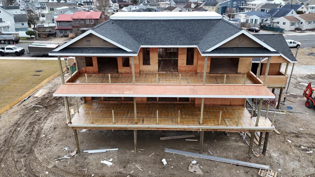 wildwood nj new construction fiberglass deck before — framing in place